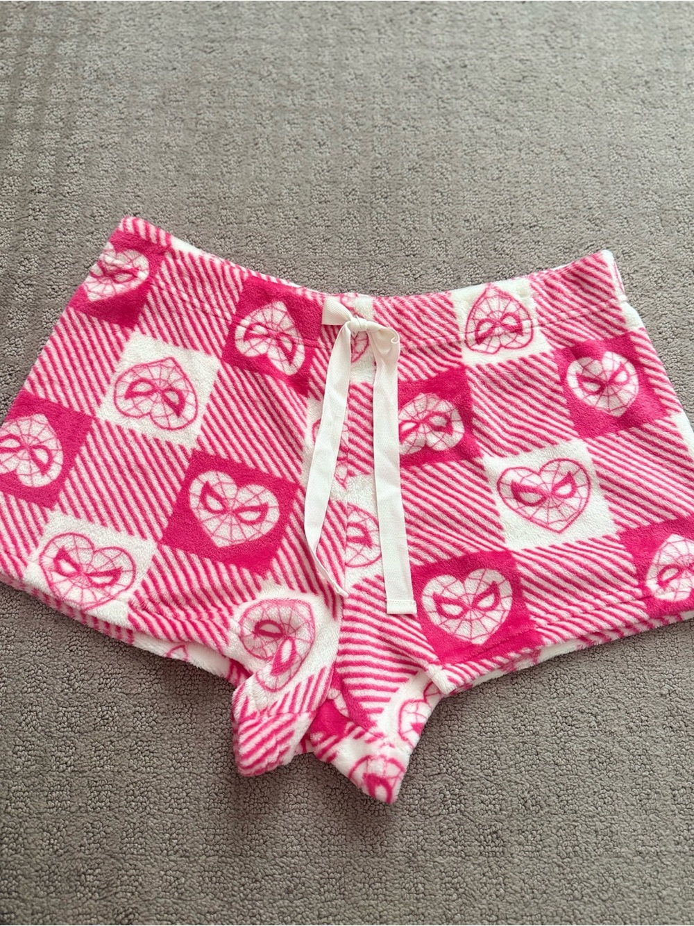 Marvel Pink and White Heart Pattern High Waist Shorts